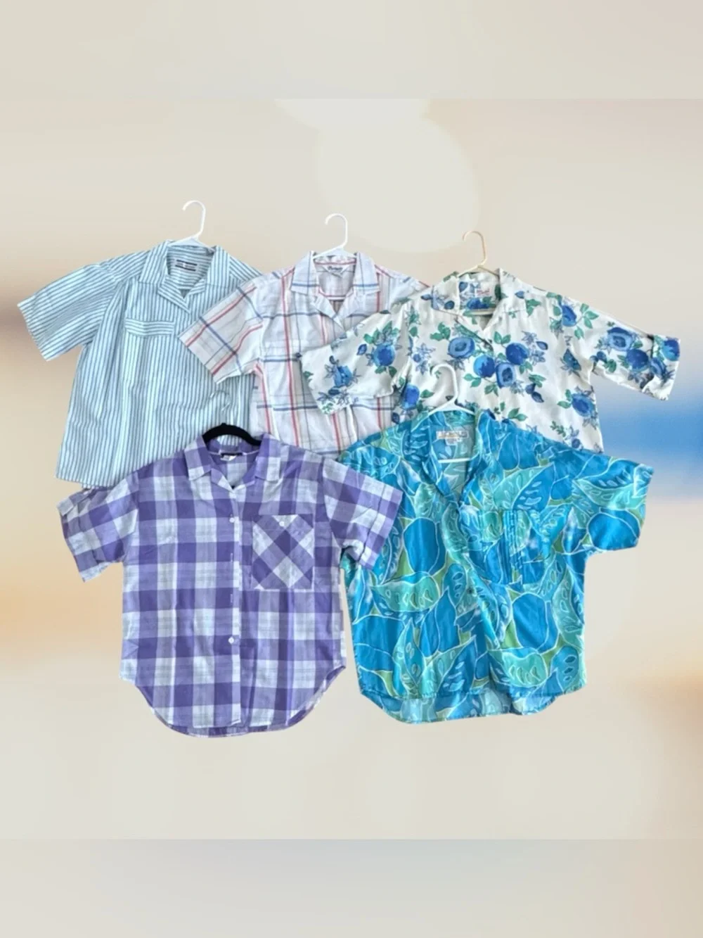 Bundle of 5 Vintage Button Down Short Sleeve Shirts - Picture 2 of 12